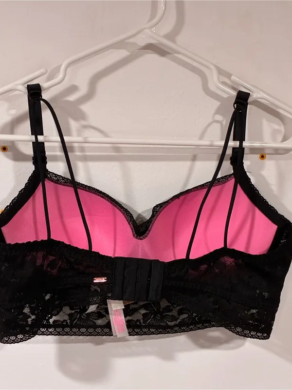 Victoria's Secret Pink Lightly Lined Lace‎ Bralette Black Size Large NEW - Image 4