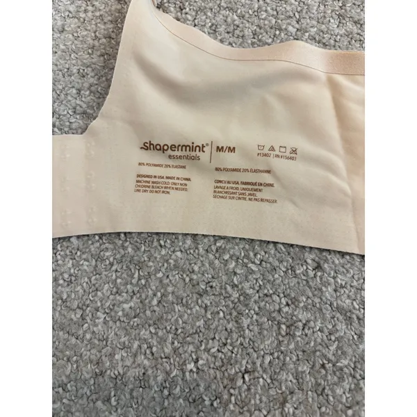 Shapermint Essentials Wireless Bra M Beige Seamless Comfort Smoothing Bra‎ - Image 4