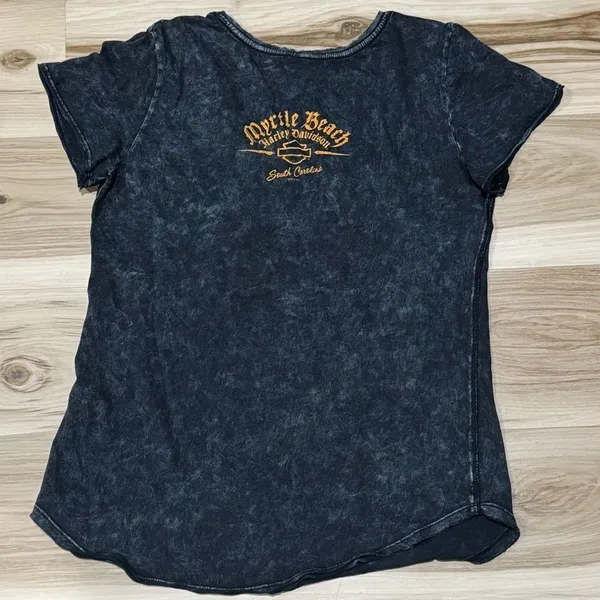 Harley Davidson Short Sleeve Skull Graphic Tee Shirt Women’s Medium - Image 4