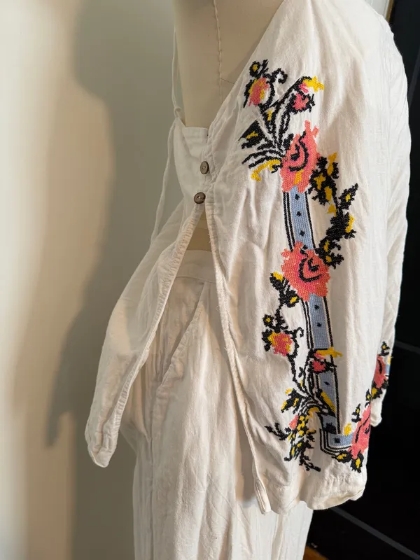 Free People Sightseer Linen Embroidered Tank and Pants Set - Image 4