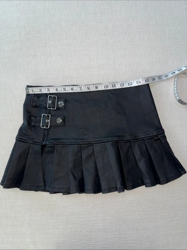 Edikted Black Pleated Mini Skirt with Side Buckles - Image 6