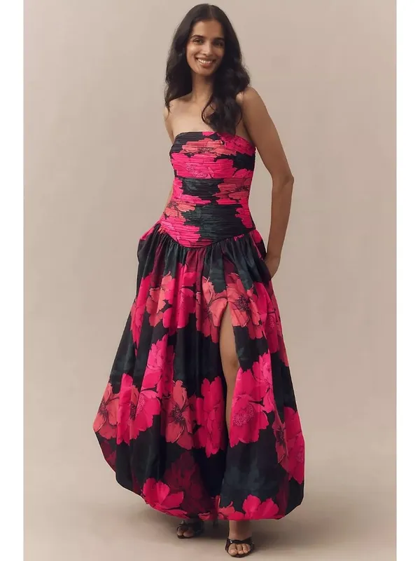 Hutch Georgina Strapless Ruched Drop-Waist Maxi Dress Multicolor Womens Size 2 - Image 3