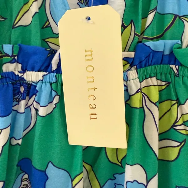 Monteau Green and Blue Floral Maxi Dress Size Small NWT - Image 3