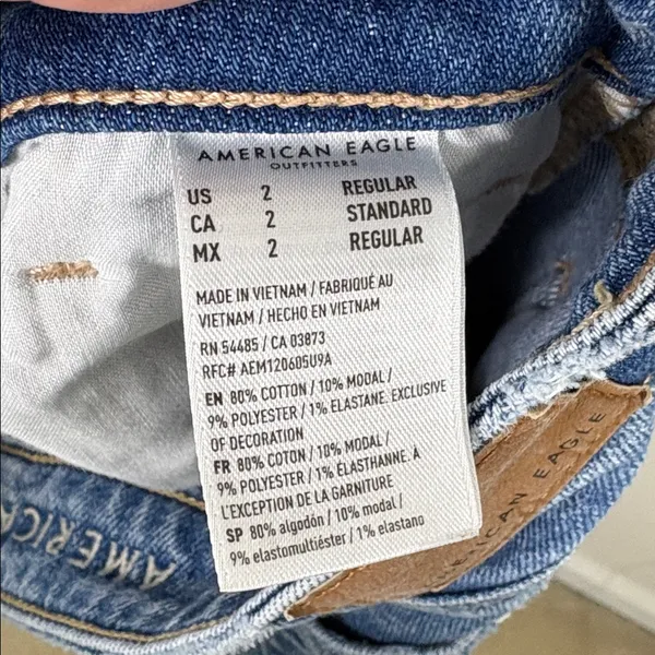 American Eagle Mom Straight Leg Jeans Stretch Women’s Size 2 Blue Denim - Image 6