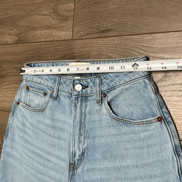 Abercrombie & Fitch Wide Leg High Rise Curve Love Blue Jeans Size 24 - Image 9