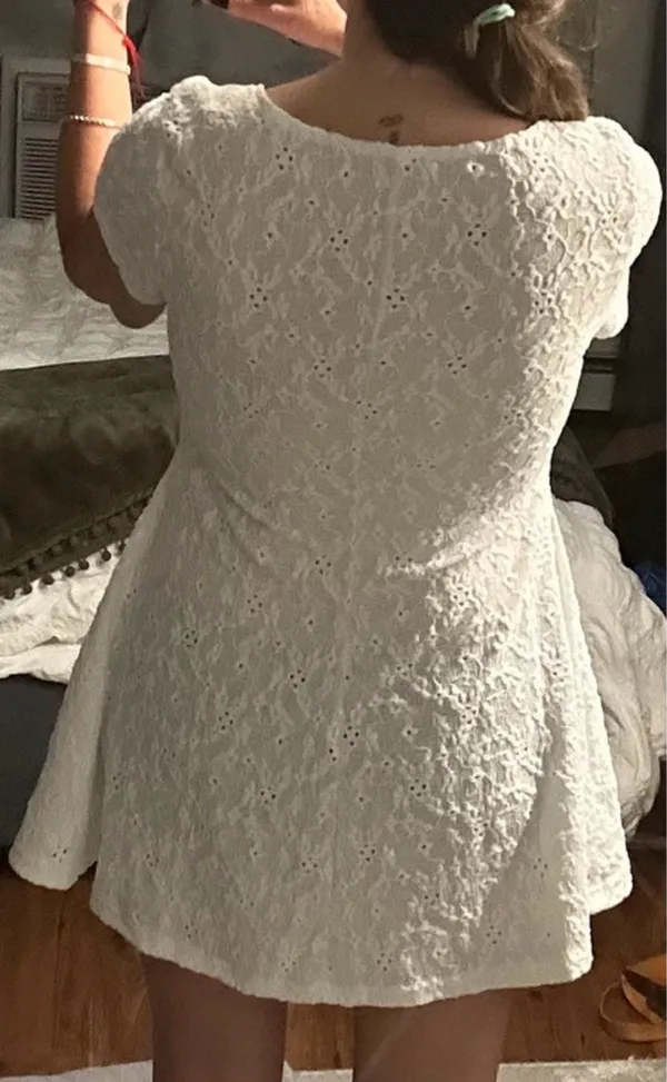 White Eyelet Lace Dress Cottagecore Graduation Summer - Image 3