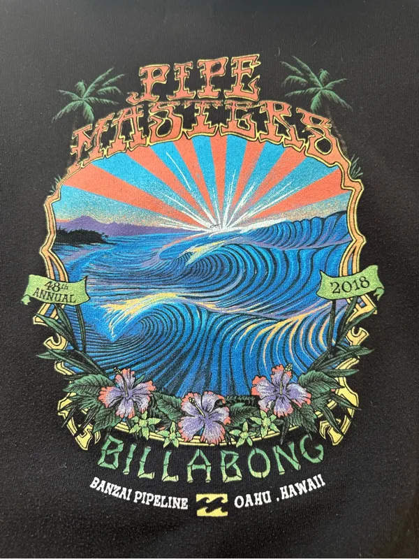 Billabong Black Crewneck Sweater with Multicolor Surf Graphic - Image 2