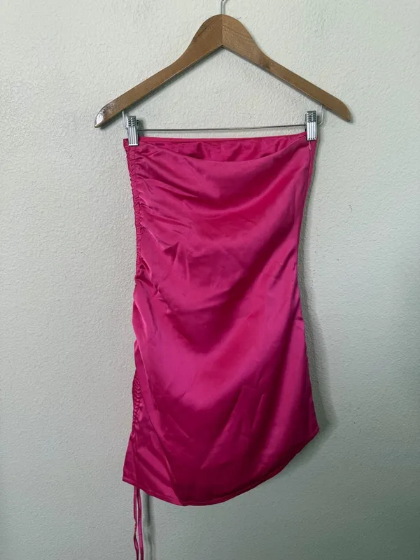 Meshki Katia Ruched Mini Dress Hot Pink Womens Size S - Image 5