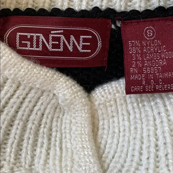 Ginenne Vintage Black/Cream Rhinestone Sweater Size S - Image 9