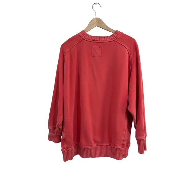 Aerie Mind In The Mtns Graphic Sweatshirt Coral Red Ribbed Oversized Medium - Image 3