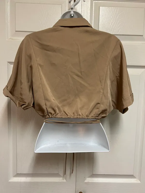 Khaki Utility Crop Shirt - Image 7