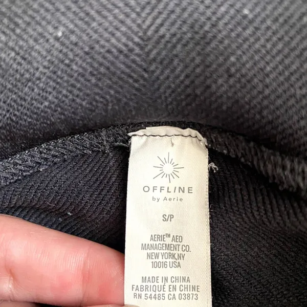 Aerie Offline Ribbed Seamless‎ Leggings Black Rinse Washed Athleisure Size Small - Image 5