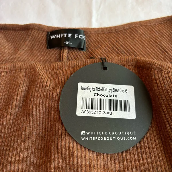White Fox Brown Tube Top Long Sleeve Set - Image 3