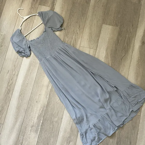 Reformation Midi Dress smocked meadow short sleeve womens Blue (xsmall) party - Image 3