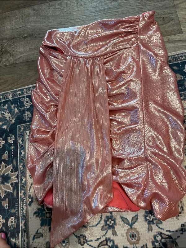 House of CB Shahja Metallic Rose Ruched Tie-Front Mini Skirt - Image 9