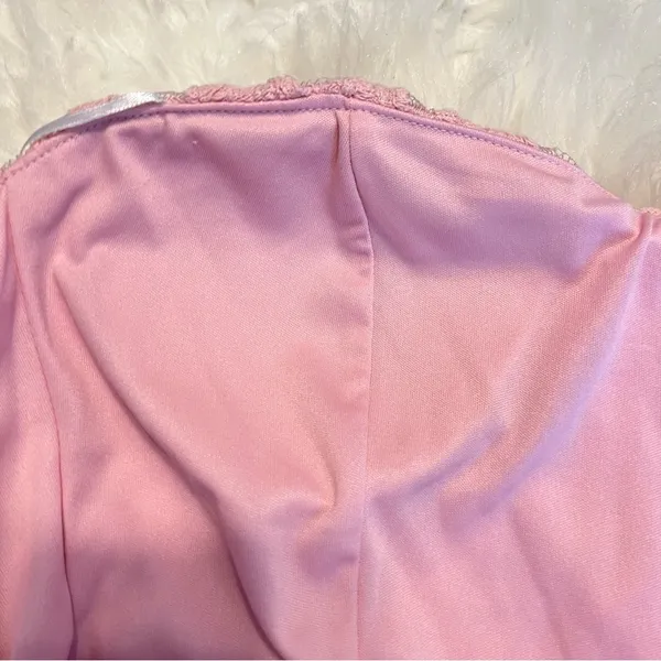 Nymphe Light Pink Strapless Mini Dress Size Medium Juniors? Lace Overlay flirty - Image 9