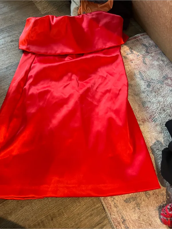 Endless rose Red Strapless Satin Dress - Classic Evening Look - Image 2
