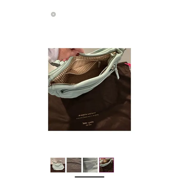 Kate Spade Mint Pebbled Leather Crossbody Shoulder Purse 2-Way Bag Medium - Image 4