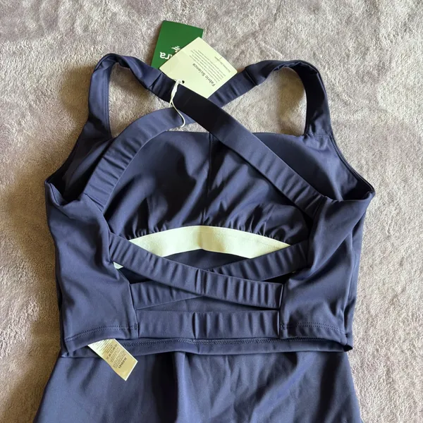 Halara Breezeful Navy Blue Tennis Skirt Set Strappy Sports Bra Pleated Skort S - Image 12