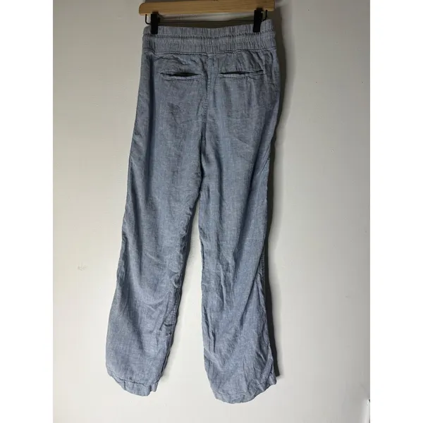Athleta Cabo Linen Blue Wide Leg Jogger Mid- Rise Size 2‎ - Image 2