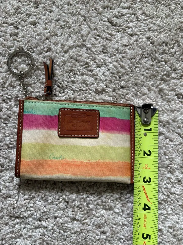 Vintage Coach Rainbow Coin Purse Striped Canvas Key Pouch - Image 10