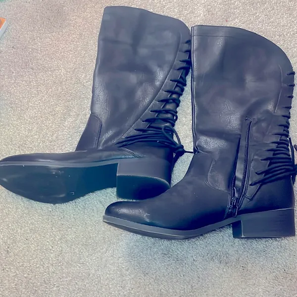 Steve Madden lace up boots black vegan leather 10 - Image 2