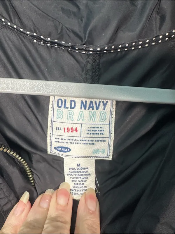 Old Navy Black 1/4 Zip Pullover Rain Jacket Size Medium EUC - Image 5