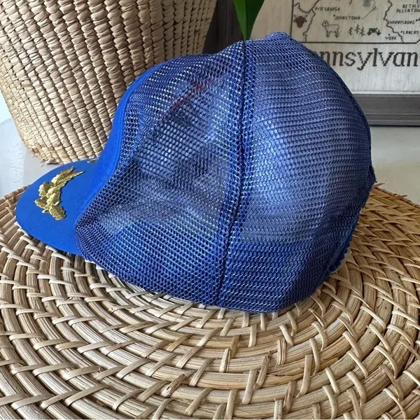 Vintage Walt Disney World Unisex Embroidered Snap Back Hat Blue Red Gold - Image 4