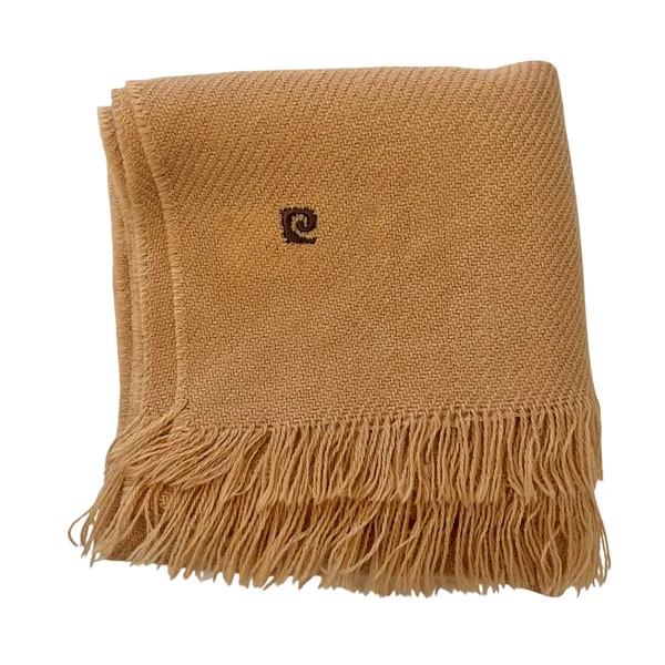 Vintage Pierre Cardin Embroidered Logo Camel Orlon Acrylic Fringe Muffler Scarf - Image 6