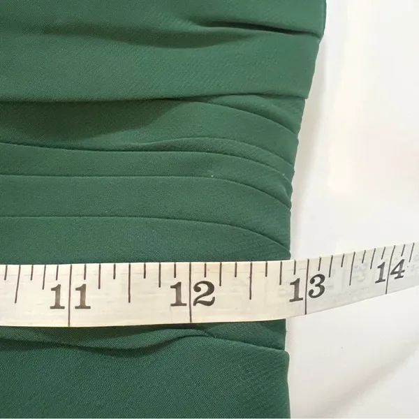Modern Maids Emerald Green Strapless Ruched Chiffon Dress Small Brooch 4 - Image 8