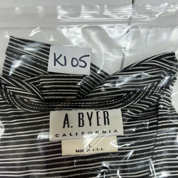 A Byer Vintage Y2K 90s Large Cardigan Single Button Metallic Striped Black White USA - Image 11