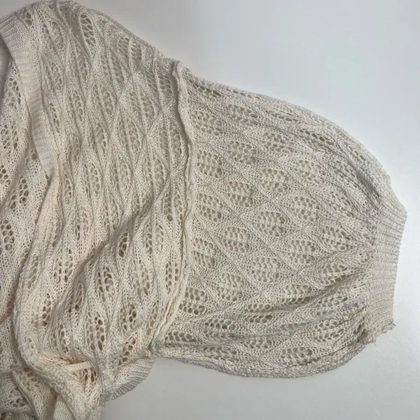 POL Crochet Ivory Beach Cover‎ Up Kimono Cardigan Tassel Tie Waist Size S NWOT - Image 7