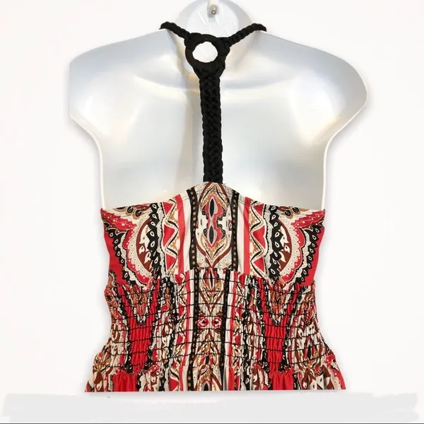 Takara Long Maxi cottagecore Dress w/ beautiful braided straps y2k geometric - Image 3