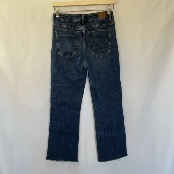 Zara raw hem medium wash‎ blue jeans women's size 28 straight leg pants casual - Image 7
