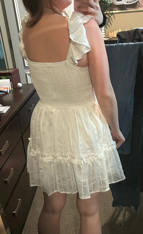White Ruffle Dress Francesca's Mini - Image 2