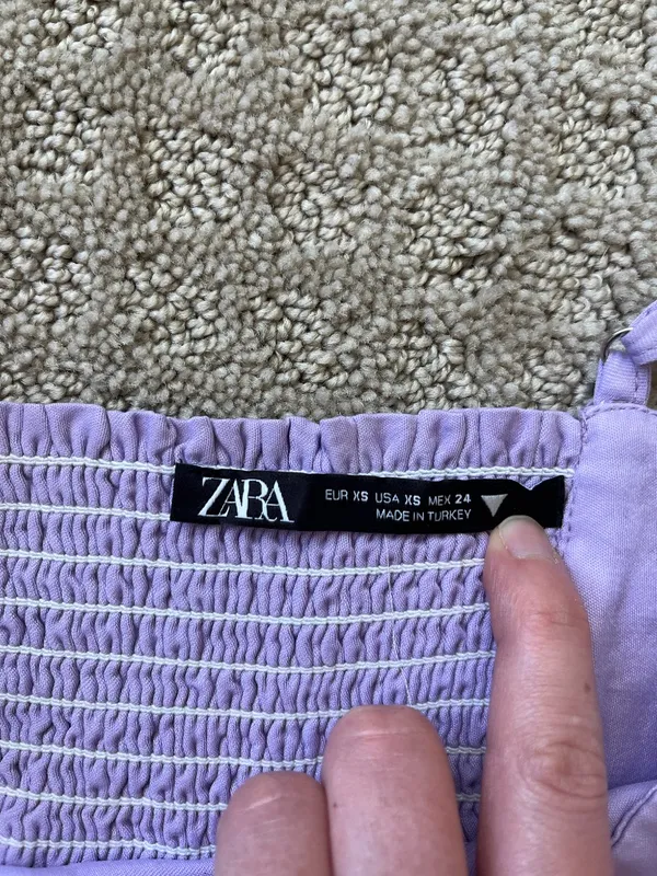 Zara TRF Satin Crop Top Purple Smocked Back Zip Side Adjustable Straps Size XS - Image 4