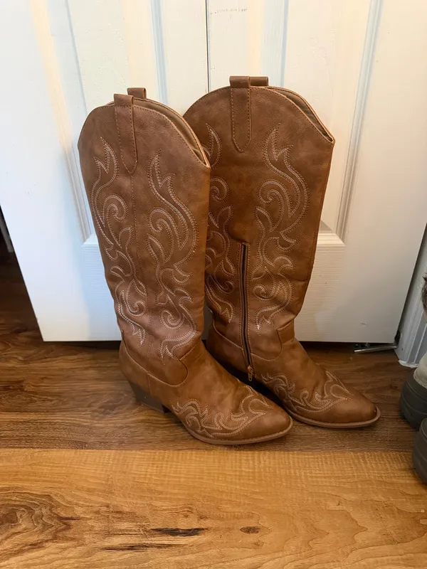 Shein Cowboy Boots Brown - Image 3