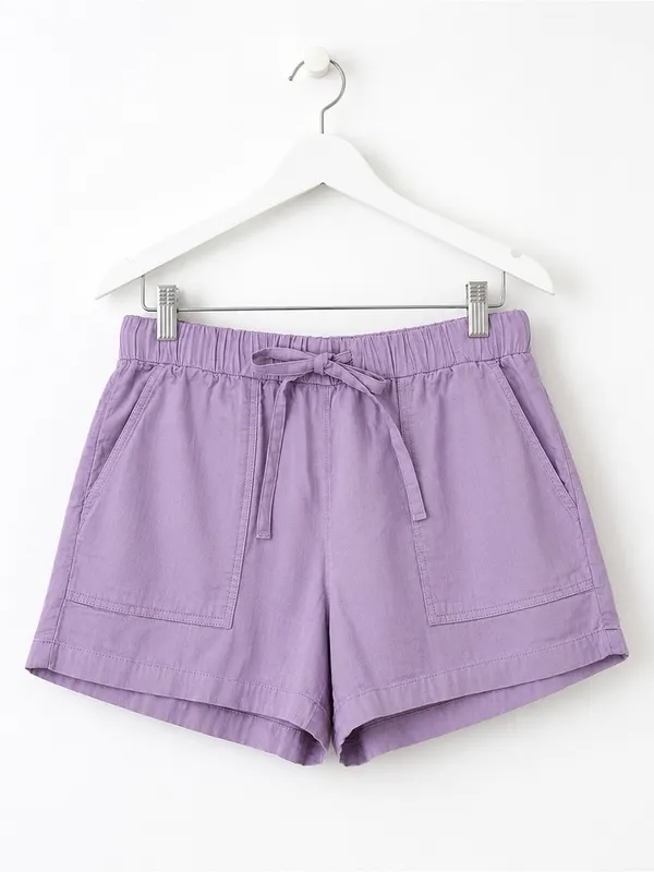 LOFT Lavender Drawstring Shorts in Cotton - Image 2