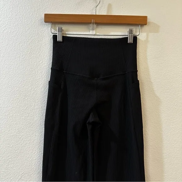 Athleta Salutation Stash Flare Pant Ribbed‎ Leggings Women's Black Size XS - Image 8