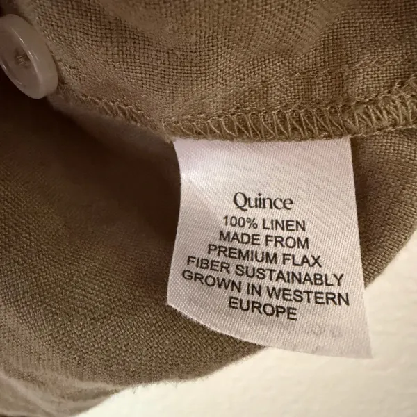 Quince Linen Short Sleeve Shirt Womens XS Olive Excellent European Flax Top - Image 3