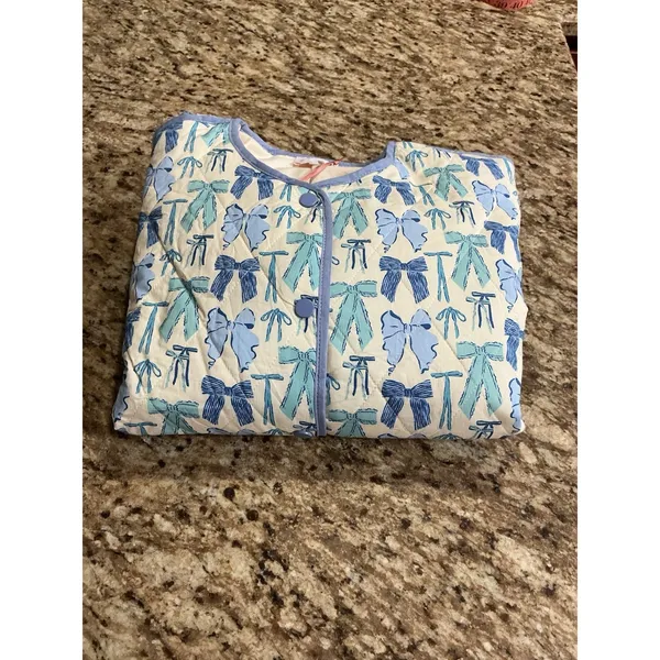 Entro J24661 Blue Bow Print Quilted Jacket Womens Size S Cotton Coquette NWT - Image 9