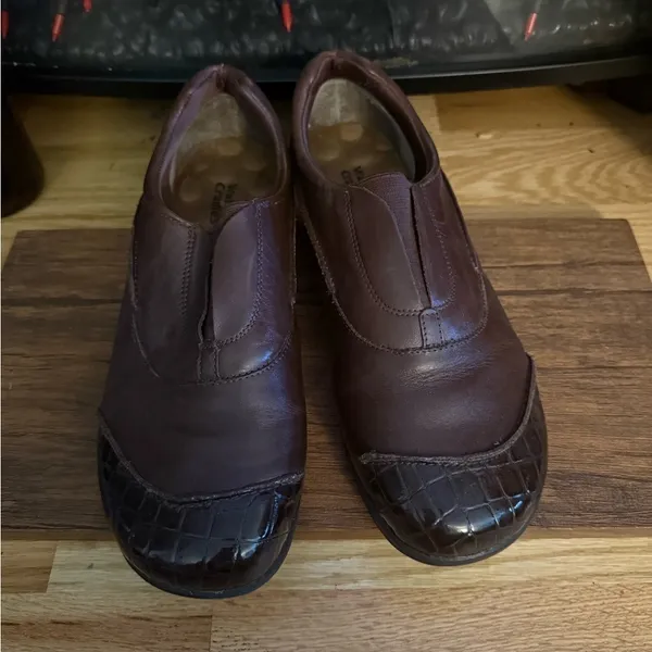 Walking Cradles Brown Leather Croc Cap Toe Slip On Comfort Loafers Shoes 10W - Image 2