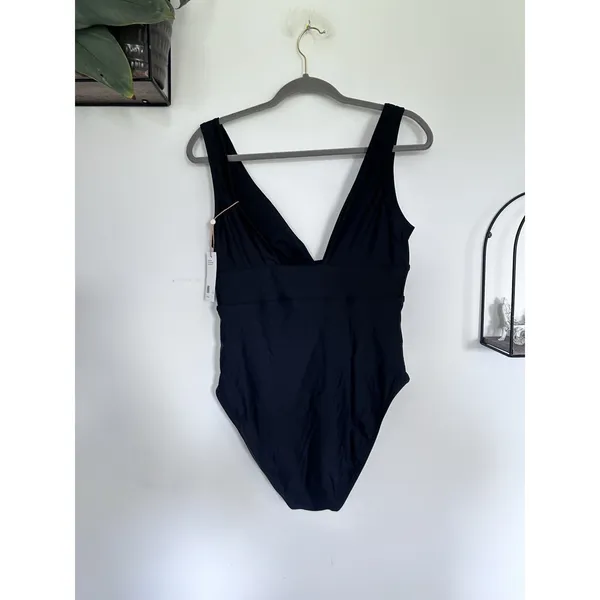 NEW Quince Black Italian Plunge One-Piece Swimsuit Size Large - Image 4