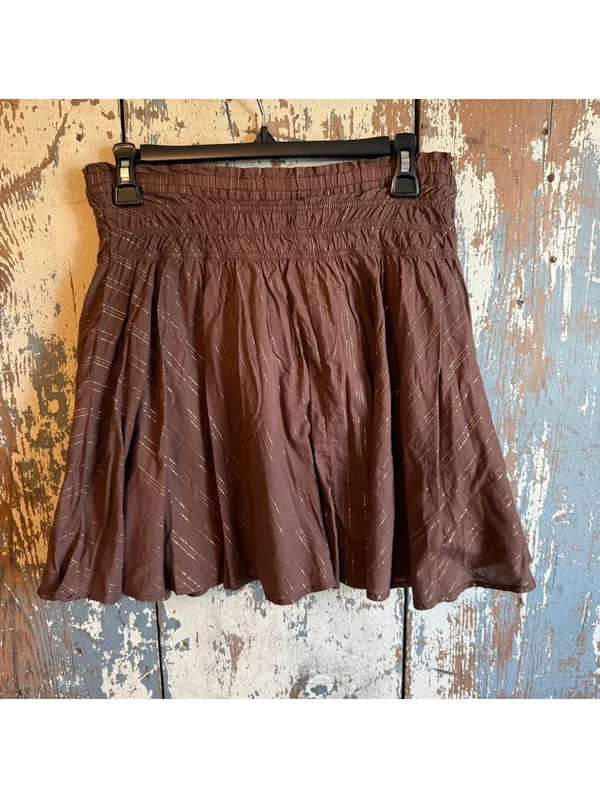 Gap Brown mini skirt metallic threading size small - Image 4