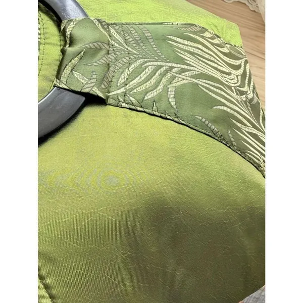 No Brand Lime Green Satin Evening Handbag Lucite Ring Handles Embroidered Clutch - Image 3