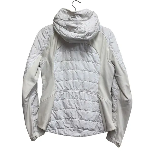 Lululemon Extra Mile Puffer Size 8 White Hooded Quilted Insulated Full Zip‎ - Image 3