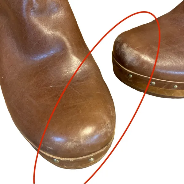Ugg "Lynnea" Cognac Brown Leather Clog Boots With Sherpa Lining (10) - Image 11