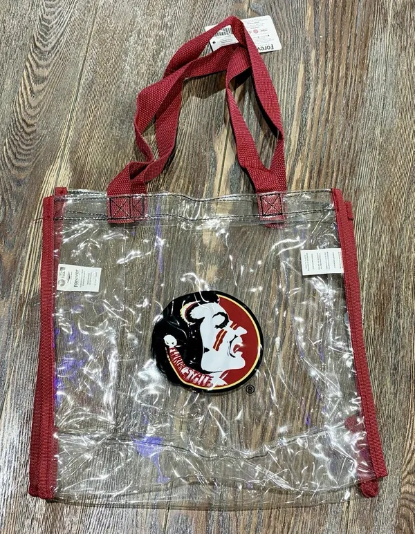 FSU Seminoles Florida State Vintage Old School Logo Clear/Garnet Tote Bag - NWT - Image 4