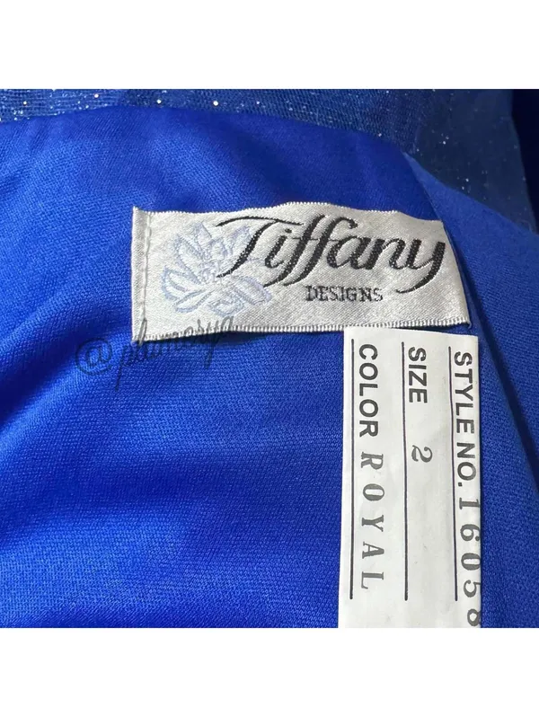 Tiffany Designs Womens Mermaid Prom Formal Sequin Royal Blue Beaded Dress Size 2 - Image 8