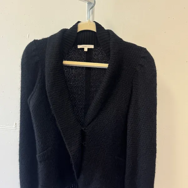 Vanessa Bruno Black Mohair Alpaca Shawl Collar Cardigan Sweater Italy Womens 2 M - Image 3